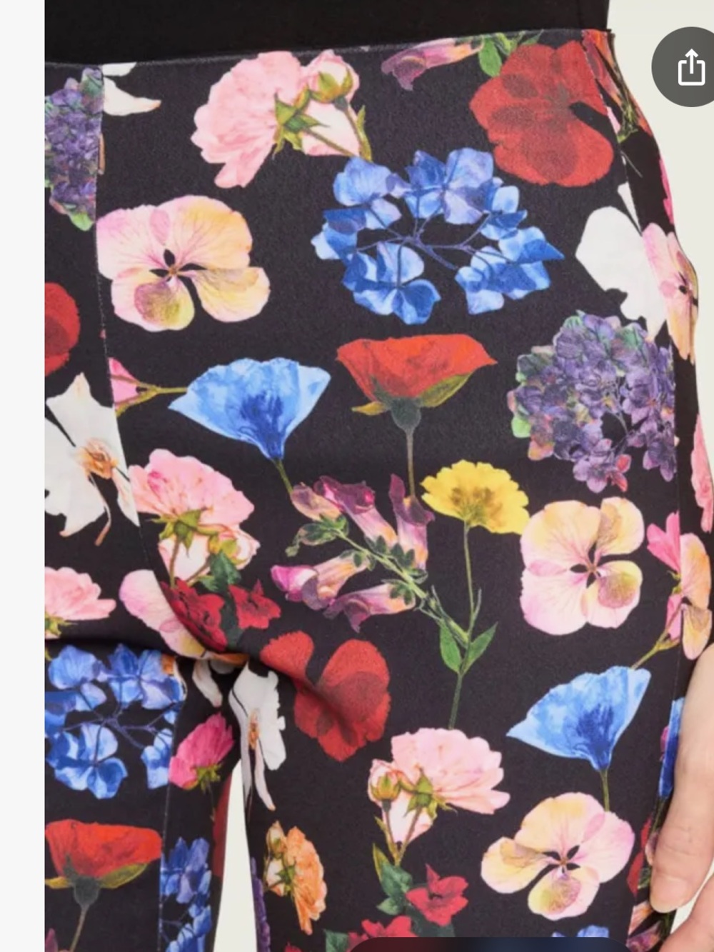 Alice + Olivia Black Floral Bootcut Pants Botanical Black - Picture 6 of 11